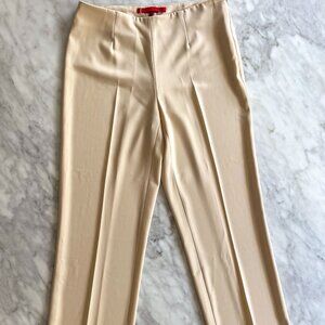 Les Copains Beige Tailored Wide-Leg Trousers, Size 0